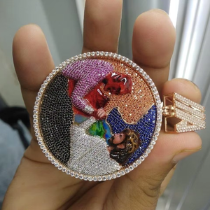 Iced Out Hip Hop Fine Jewelry Pass Diamond Tester 925 Silver VVS Moissanite Circle Colgante de forma redonda para hombres y mujeres - Product Image 5