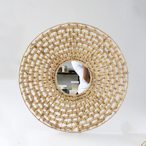 High Good Quality Water Hyacinth <b>Small</b> <b>Round</b> <b>Mirror</b> Bathroom <b>Mirror</b> Decor Durable Handwoven Dining Room Furniture - Product Image 2