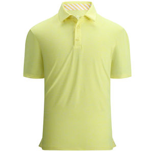 Chemise de golf pour homme sur mesure de haute qualité, col rond, manches courtes, coupe ajustée, tissu en toile, séchage rapide, anti-UV - Product Image 1