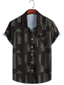 เสื้อผู้ชายทรงปกติ ไม่ต้องรีด แห้งเร็ว ระบายอากาศดี แขนสั้น คอวี ปักโลโก้ได้ เป็นมิตรกับสิ่งแวดล้อม ผ้าแคนวาส ใส่สบายในฤดูร้อน ติดกระดุม - Product Image 4