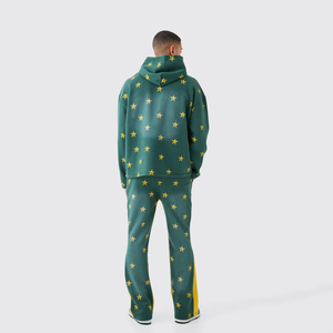 Custom Logo Two-Piece Hoodie Sweatpants <b>Set</b> Lightweight Breathable 100% Cotton Terry <b>Jogger</b> Tracks Raw Hem Edge Cut <b>Plus</b> <b>Size</b> - Product Image 5
