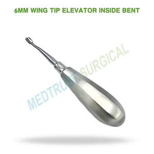 Élévateur dentaire chirurgical à pointe d'aile de 6 mm, courbé à l'intérieur, pour l'extraction dentaire et l'élévation radiculaire - Product Image 2