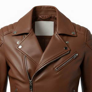 Chaqueta de Motociclista de Cuero Marrón para Mujer de Tu Marca - Diseño Personalizado - Suministro al por Mayor - Venta al por Mayor de Fábrica - Chaqueta de Cuero Genuino - Product Image 5