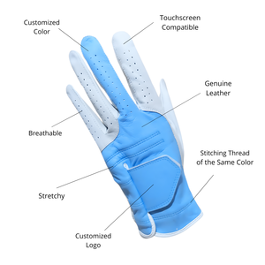 Gant de golf respirant en cuir Cabretta pour main gauche avec fermeture auto-agrippante, protection UV, logo personnalisé, pour l'extérieur - Product Image 6