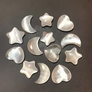 Cristal natural selenite estrela lua, de alta qualidade, artesanal, poderoso cura, cristal que promove a paz e calma clareza ambiental