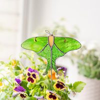 Luna Moth vitrail piquets de jardin Art déco fenêtre suspendu Suncatcher cadeau de noël pour grand-mère