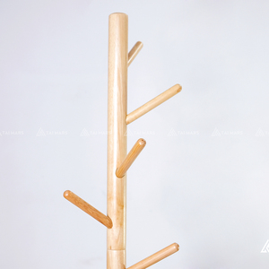 Perchero de madera de caucho macizo sencillo y moderno personalizado con práctico soporte triangular de suelo para uso en dormitorio o baño - Product Image 6