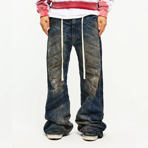 2026 Custom Print Men's Denim Pants High Quality Cotton Light Washed Baggy Plus Size <b>Jeans</b> Pant for Men's Baggy Pants - Product Image 5