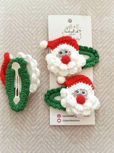 Accessoires de cheveux au crochet Épingle à cheveux en laine faite à la main pour filles Décoration festive Cadeau de Noël Vietnam - Product Image 3