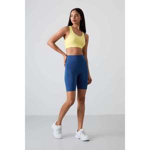 Tommylife Leggings de cycliste taille haute pour femme, coupe ajustée, en micro scuba, pour le yoga et le sport, bleu clair - Product Image 2