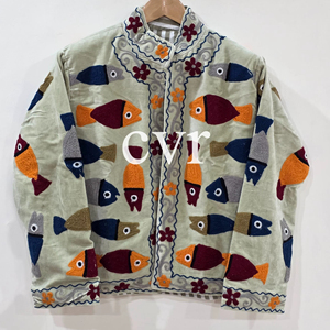 Abrigo de Lujo para Mujer, Bordado a Mano, Estilo Uzbeco, Terciopelo Suzani, Ecológico, Estilo Boho para Fiesta - Product Image 1