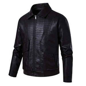 Chaqueta de Motociclista de Cuero Negra con Bolsillos con Solapa y Puños Acanalados, de Lona, para Invierno, Unisex, para un Look Elegante - Product Image 2