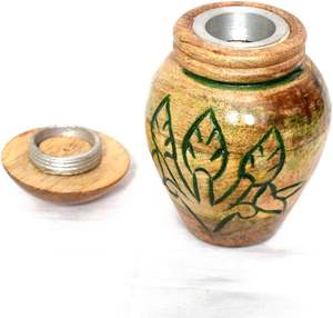 Urna de cremación de madera hecha a mano, urna decorativa de diseño de plantas conmemorativas con tapa para cenizas de adultos, urna funeraria - Product Image 3