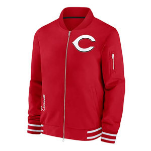 Chaqueta de bombardero acolchada ligera Chaqueta de Letterman vintage de satén con cremallera completa Cuello alto bordado Servicio OEM - Product Image 1