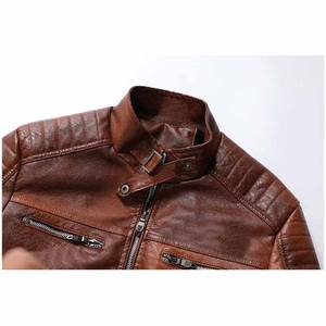 New Arrival <b>Men's</b> High Quality Breathable Stand Collar <b>Leather</b> Jacket Customized Logo Design Sustainable for Winter Low Price - Product Image 6