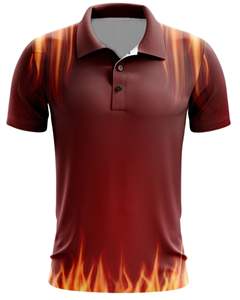 Polo personnalisé pour homme, imprimé feu marron, manches courtes, respirant, polyester et élasthanne, décontracté, sport, golf, OEM personnalisé - Product Image 1