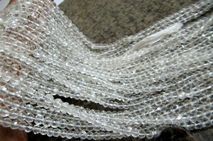 Natural Rock <b>Crystal</b> Rondelle Micro Faceted 4-5mm Size <b>Beads</b> Strand 13 inches long - Product Image 3