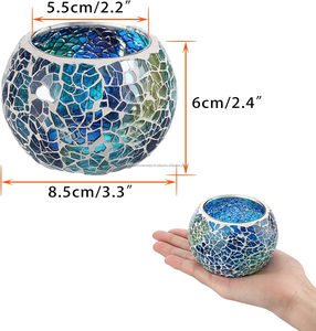 European Style Retro Romantic Mosaic <b>Glass</b> <b>Candle</b> <b>Holder</b> Jar Decorative Mosaic <b>Candle</b> <b>Holder</b> for Home Decor - Product Image 2