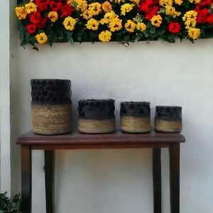 Récipients et bocaux en verre bougie OEM ODM de taille personnalisée avec mosaïque en verre noir et emballage de fil de jute naturel fabriqués à la main en Inde - Product Image 3