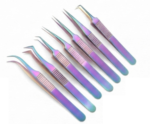 Ensemble de pinces à cils en acier inoxydable avec pointes droites et courbées - Réutilisables et écologiques - Product Image 1