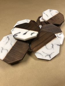 Wholesale Resin and Wood Coasters Hot Sale Resin Mat & Pad Handmade Wood Resin Coaster <b>Placemat</b> High Quality Tea Serving Coaster - Product Image 4