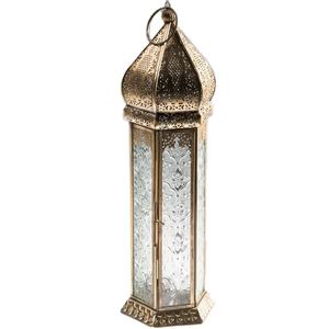 Awesome Tall Size Metal Glass Iron <b>Lantern</b> with Gold Finish Attractive Design for Home or Office Hanging Garden Decor - Product Image 1