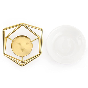 Pot à bougie unique de luxe en métal et marbre avec design poli or parfait pour la décoration de la maison et de l'hôtel - Product Image 4