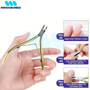 Pinza para cutículas con apertura de mandíbula ancha curvada de acero inoxidable, acabado dorado, buen proveedor, venta al por mayor, nueva llegada, calidad Premium duradera - Product Image 5