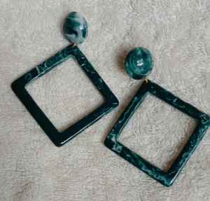 Pendientes de resina y madera hechos a mano, moda elegante para mujeres y niñas - Product Image 3