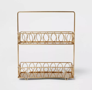 Porte-parfum rectangulaire en métal en laiton AK en or fini avec porte-parfum unique à 2 niveaux pour la décoration d'hôtel/la décoration intérieure - Product Image 1