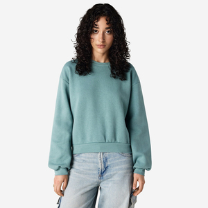 Vente en gros de haute qualité pull-over surdimensionné col ras du cou épaules tombantes sweat-shirt uni coton molletonné coton polyester sweat-shirt pour femmes - Product Image 2