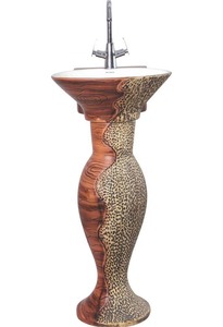 Céramique moderne Lavabo articles sanitaires salle de bain creux naturel gris marbre pierre bol d'eau bassin toilette Table de lavage piédestal éviers - Product Image 2