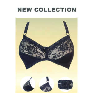 Sujetador de algodón de punto de lujo granate sin relleno con malla suave Sujetadores cómodos de categoría de producto - Product Image 3