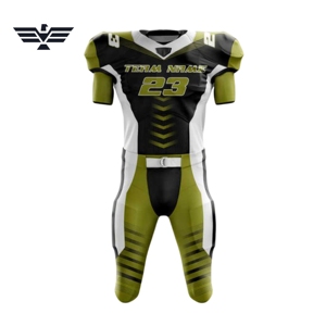 Custom American Football Uniform Set 100% Polyester Breathable Short Sleeve V-neck Front Customized Color Logo Sublimation Print - Product Image 2
