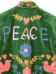 Chaqueta de Terciopelo Verde con Cuello Mandarín Bordado, Manga Larga, Estilo Bohemio, Estampado Floral, Ropa de Otoño para Adultos - Product Image 5