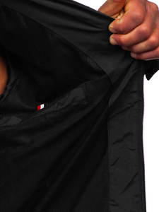 Veste coupe-vent à capuche décontractée pour hommes, nouveau design, imperméable, froissé, fermeture à glissière, tissu en toile coupe-vent avec logo à l'avant - Product Image 4