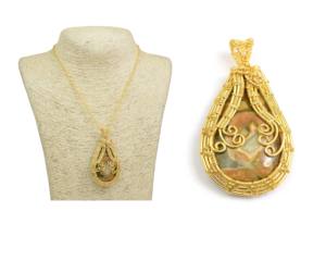 อัญมณีหลายแบบตามธรรมชาติที่มีรูปทรงลูกแพร์ชุบทองทำด้วยมือลวดห่อของขวัญสำหรับจี้เครื่องประดับเจ้าสาวของเธอ - Product Image 2