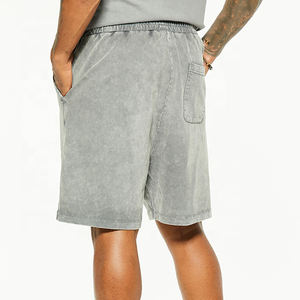 Pantalones cortos lavados con ácido transpirables con servicio OEM para hombre Pantalones cortos con cintura con cordón de peso pesado de último diseño para hombre - Product Image 2