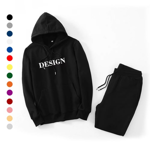 Survêtement en coton de haute qualité pour hommes personnalisé grande taille hommes survêtement broderie impression Logo unisexe sweats à capuche pantalons de survêtement survêtement - Product Image 5