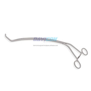 Pince de Lambert Kay en acier inoxydable pour thoracoscopie gauche, 70 mm, 1x2, DeBakey, mâchoires atraumatiques angulées, tige incurvée de 10 mm, cliquet 12,17'' - Product Image 1