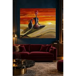Impression sur toile : Femme africaine Fida assise avec une jarre d'eau au coucher du soleil - Product Image 3