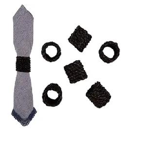 Rond de serviette en jute naturel 2024 couleur marron fait à la main rond de serviette en jute de meilleure qualité anneau de serviette en corde pour la fête de mariage lot de 6 - Product Image 1