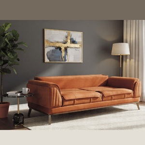 ชุดโซฟาหุ้มเบาะหรูหราทันสมัย เก้าอี้นวมสำหรับห้องนั่งเล่น เฟอร์นิเจอร์อพาร์ทเมนต์ ขาไม้ โซฟาผ้า ใช้ในโรงแรม รับผลิตแบบ OEM - Product Image 4