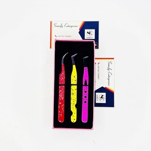 Somofy Enterprises Professional Eyelash Tweezers <b>Set</b> Stainless Steel Precision <b>Tools</b> Custom Logo Packaging Red/Yellow/<b>Pink</b> - Product Image 4