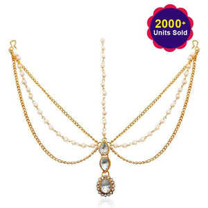 Apurva Perle plaquée or 1502515 Maang Tikka Bijoux en perles de pierre élégantes - Product Image 1