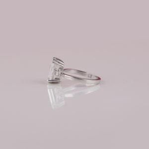 Anillo de boda de lujo de oro sólido de 14KT, corte esmeralda, Diamante cultivado en laboratorio, compromiso, solitario, corte lateral de moda, ajuste de bisel IGI - Product Image 2