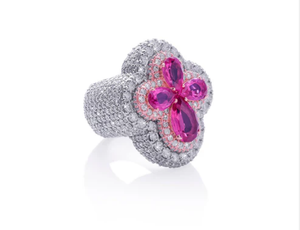 Iced Heart-Shaped Titanium Moissanite Hiphop Unisex Wedding Band <b>Statement</b> <b>Ring</b> - Product Image 3