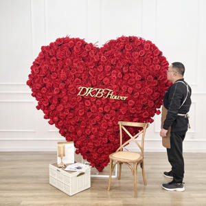 Decorazione di nozze arrotolare la parete del fiore rosa rossa del cuore <span class=keywords><strong>sfondo</strong></span> della parete del fiore 8x8 muro di seta artificiale del fiore - Product Image 6