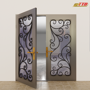 Portes d'entrée en acier décoratives Maisons Conception imperméable Fusionnant l'artisanat traditionnel Luxe moderne Postmoderne Taille personnalisée - Product Image 2