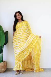 ผ้าส่าหรีเทียมสีพีชสำหรับงานแต่งงานและงานปาร์ตี้สไตล์โมเดิร์นล่าสุดจากอินเดีย - Product Image 5